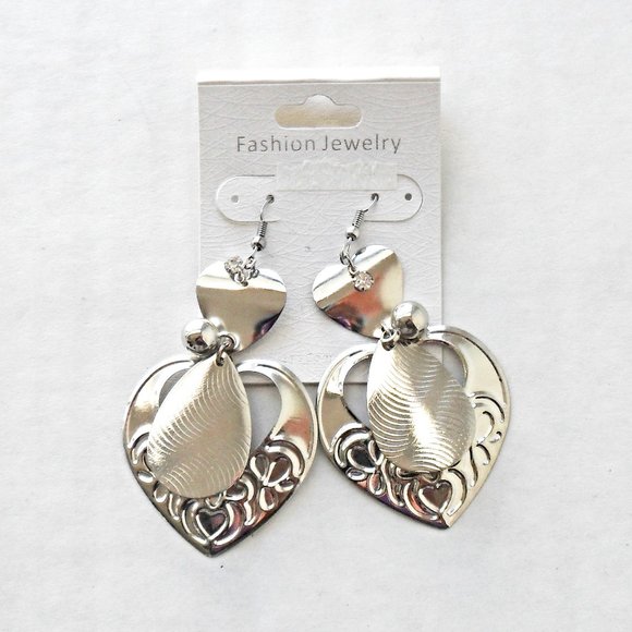 NEW - Silver Tone Hearts - Picture 3 of 3